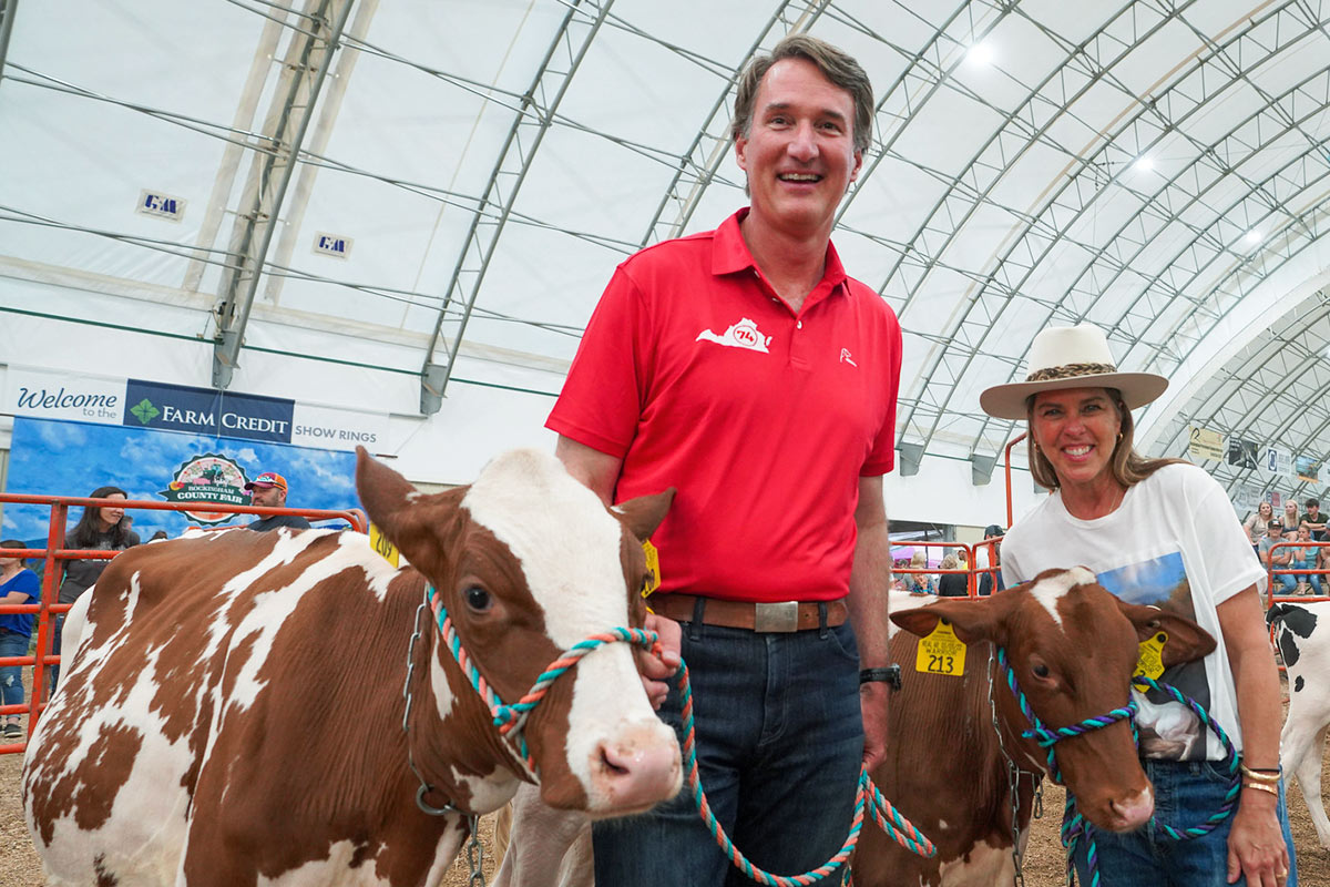 Governor Youngkin and First Lady with cows