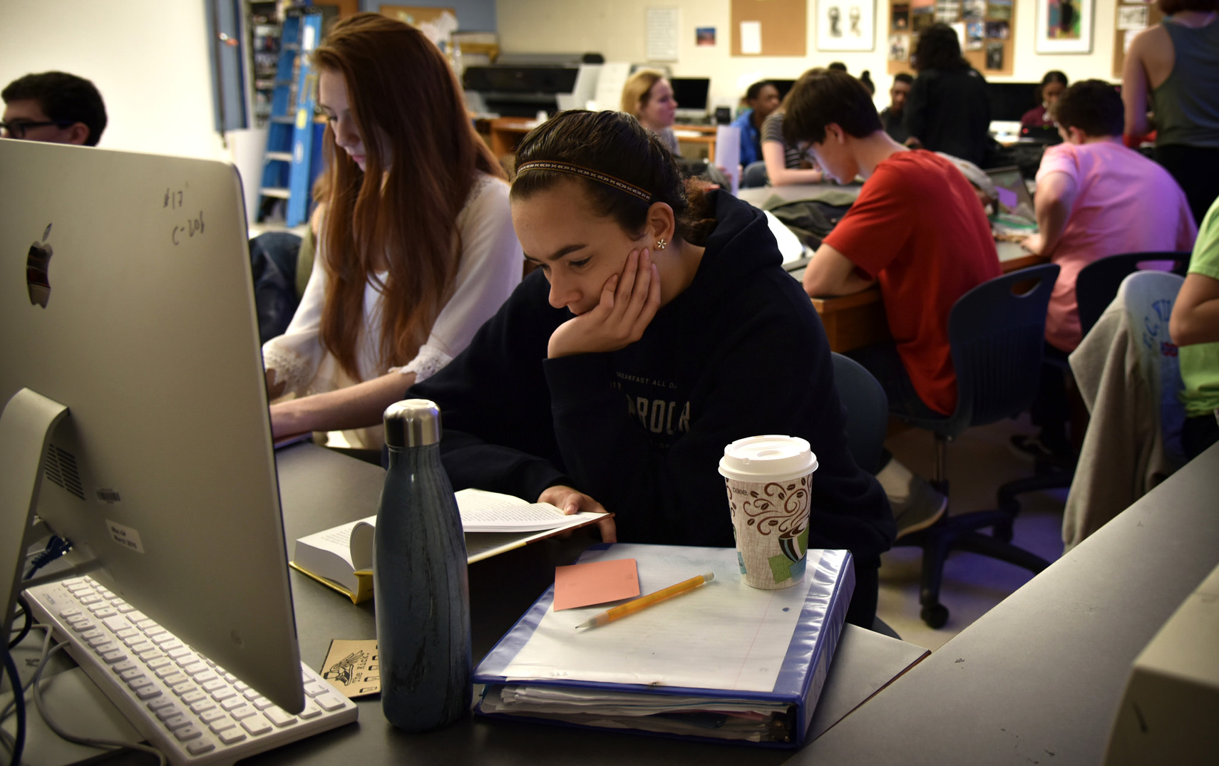 Students studying on computers