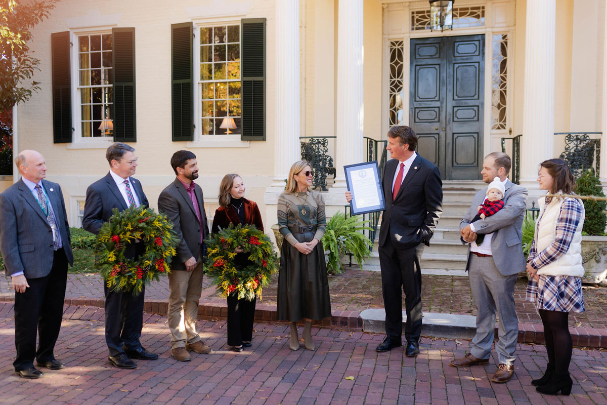 Governor Youngkin with other for Christmas tree proclamation