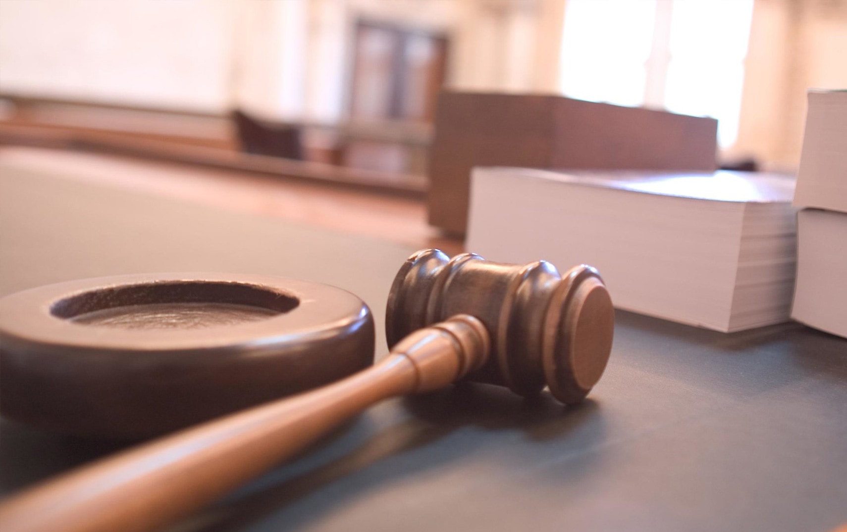 Gavel on a court table