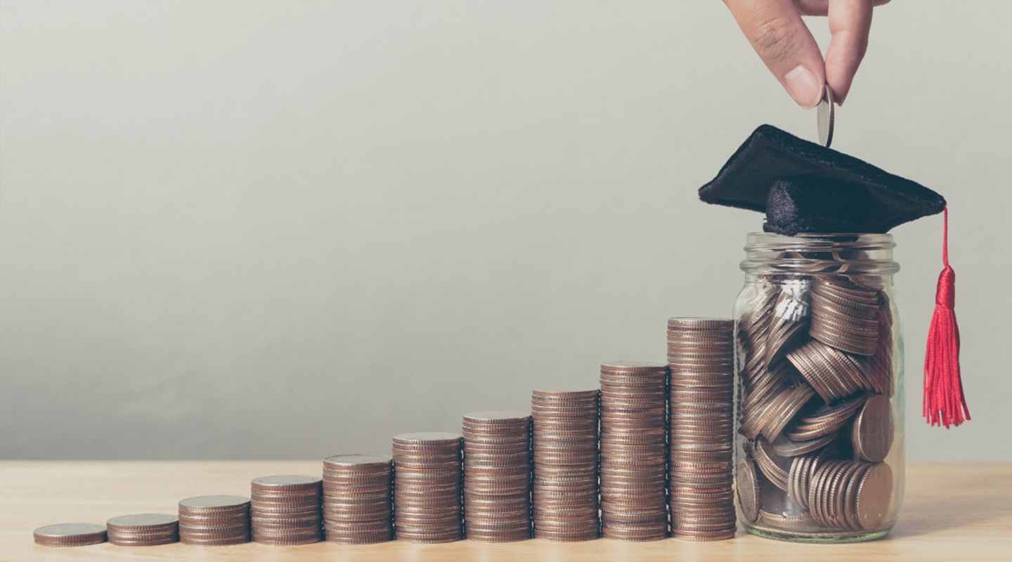 Stacks of quarters saving for education