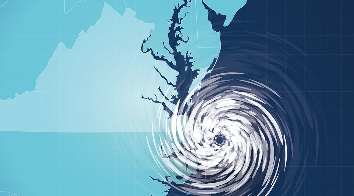 Illustration of a hurricane off Virginia's coast